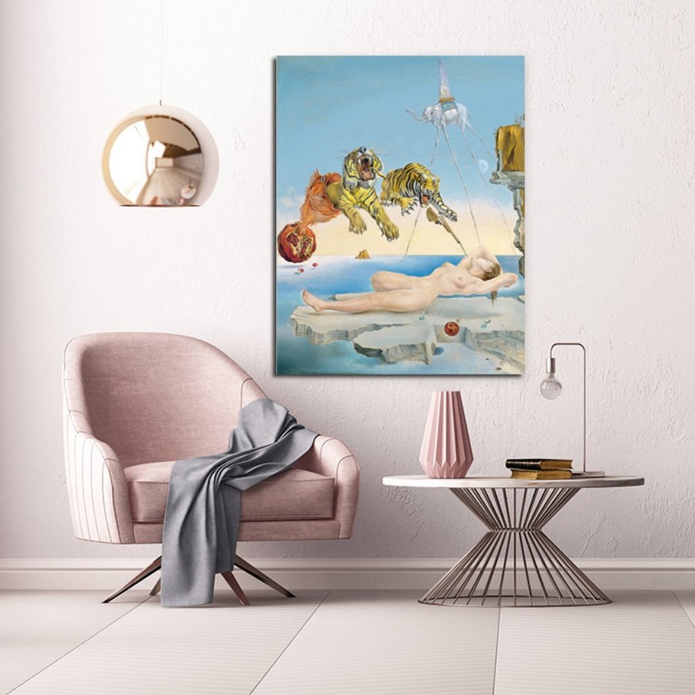 Modern Salvador Dali Tiger Naked Woman Canvas Painting Abstract Posters Prints